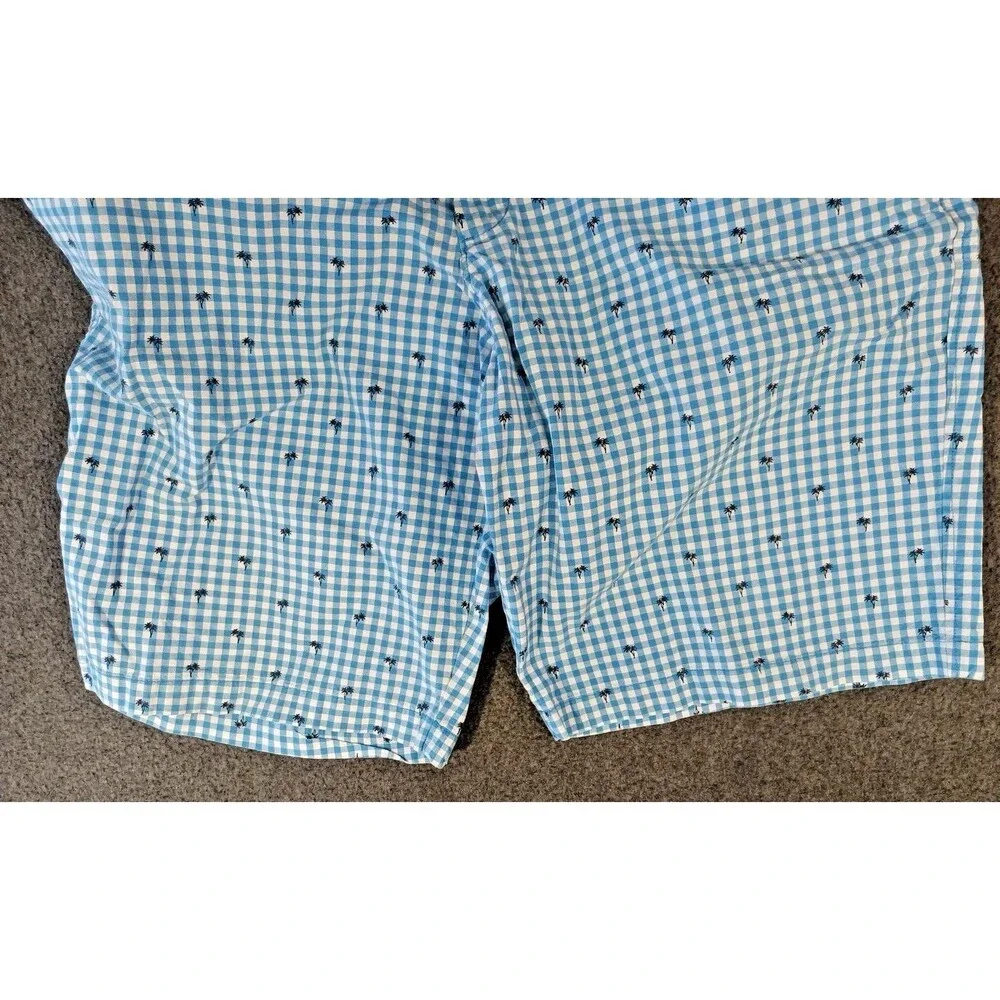 Banana Republic Blue White Checkered Bermuda Shorts with Palm Trees Size 36